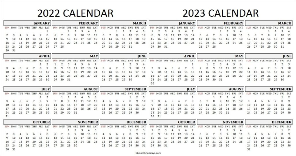 2022 2023 Academic Calendar Template Free Printable 2 Year Calendar