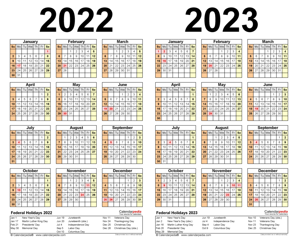 2022 Printable Calendar One Page With Holidays 2021 And 2022 