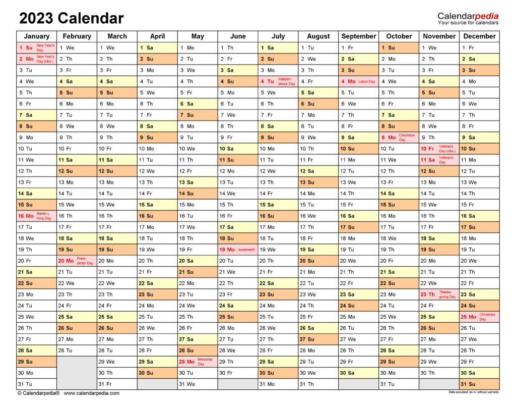 2023 Calendar Free Printable Excel Templates Calendarpedia