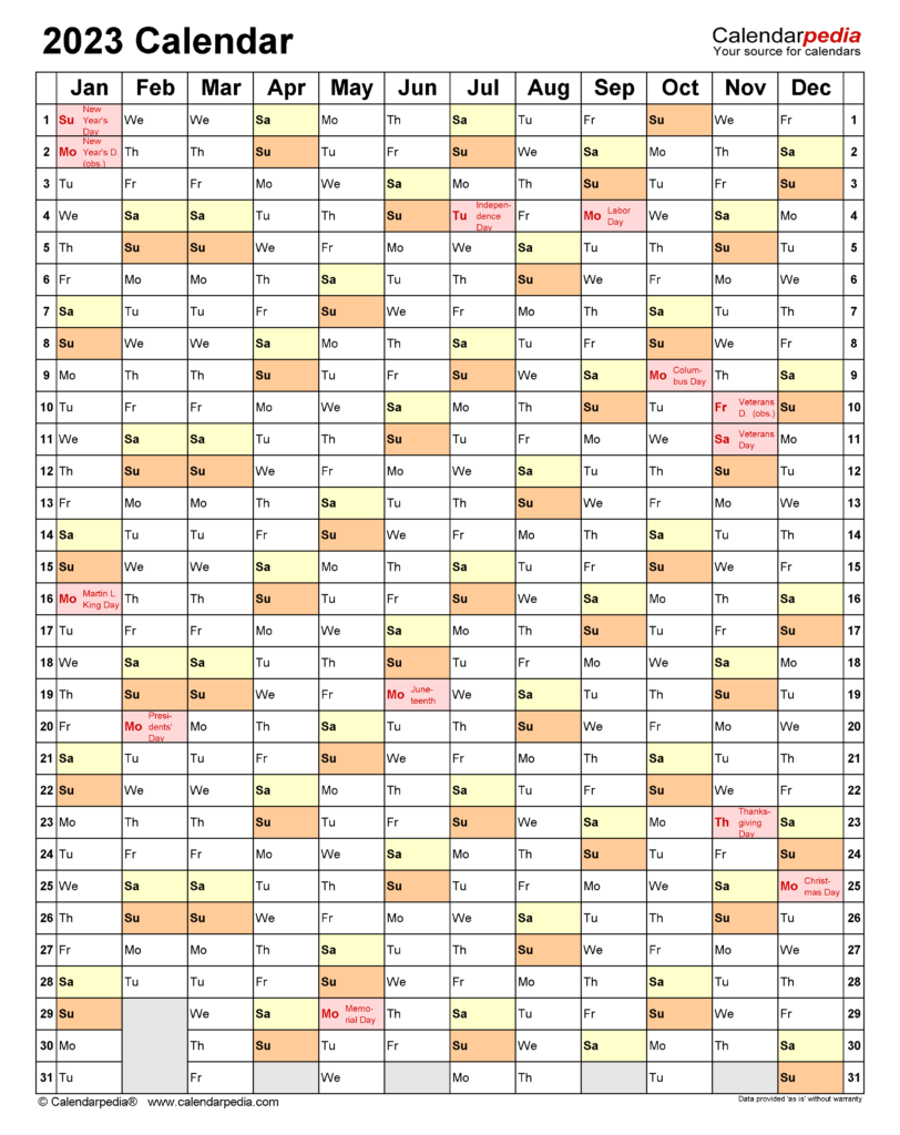 2023 Calendar Free Printable Word Templates Calendarpedia