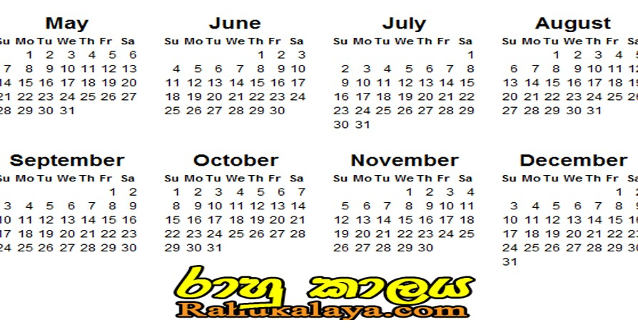 2023 Calendar Rahu Kalaya