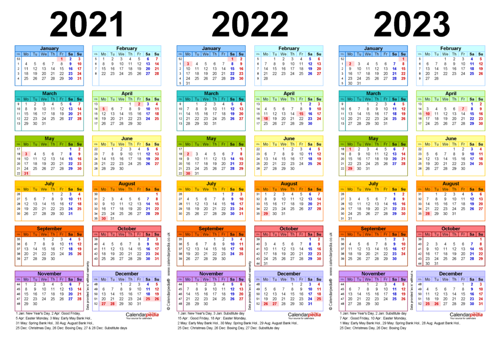 3 Year Calendar 2020 To 2023 Calendar Template Printable Monthly Yearly