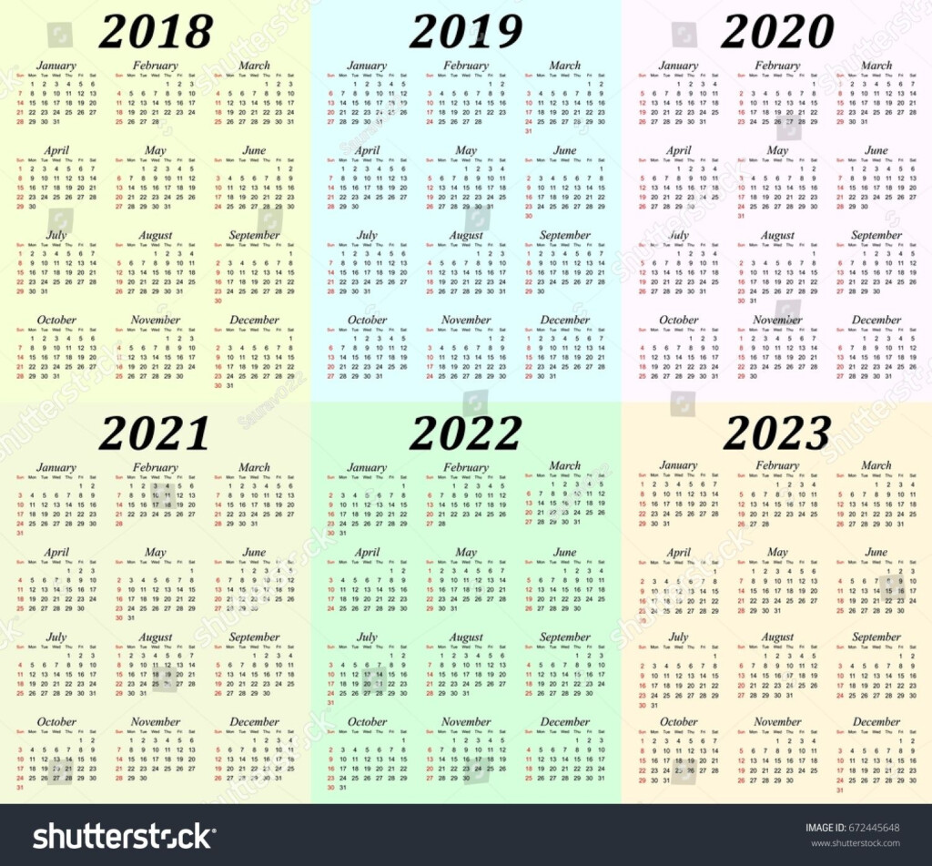 5 Year Calendar 2019 To 2023 In 2020 Printable Calendar Design 5 