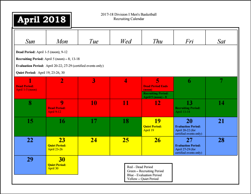 April 2018 Recruiting Calendar Pcbb1917