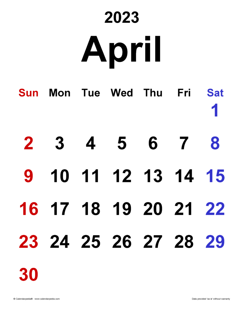 April 2023 Calendar Templates For Word Excel And PDF