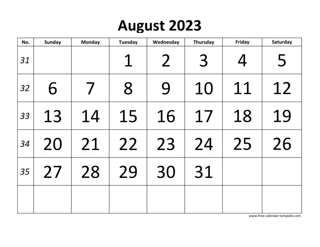 August 2023 Free Calendar Tempplate Free calendar template