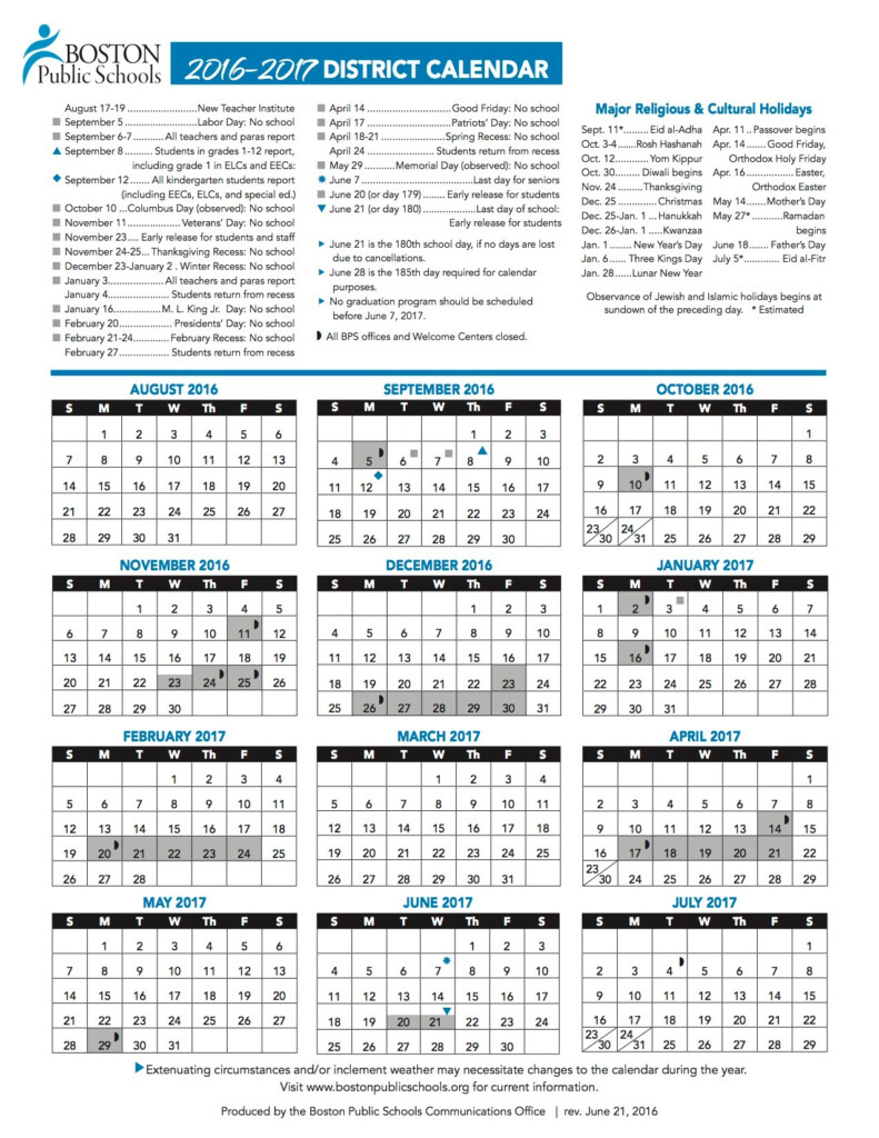 Boston Public Schools 2022 2023 Spanish District Calendar Calendar 