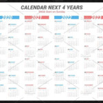 Calendar For Next 4 Years 2020 2023 Stationery Templates Design