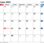 February 2023 Calendar Templates For Word Excel And PDF