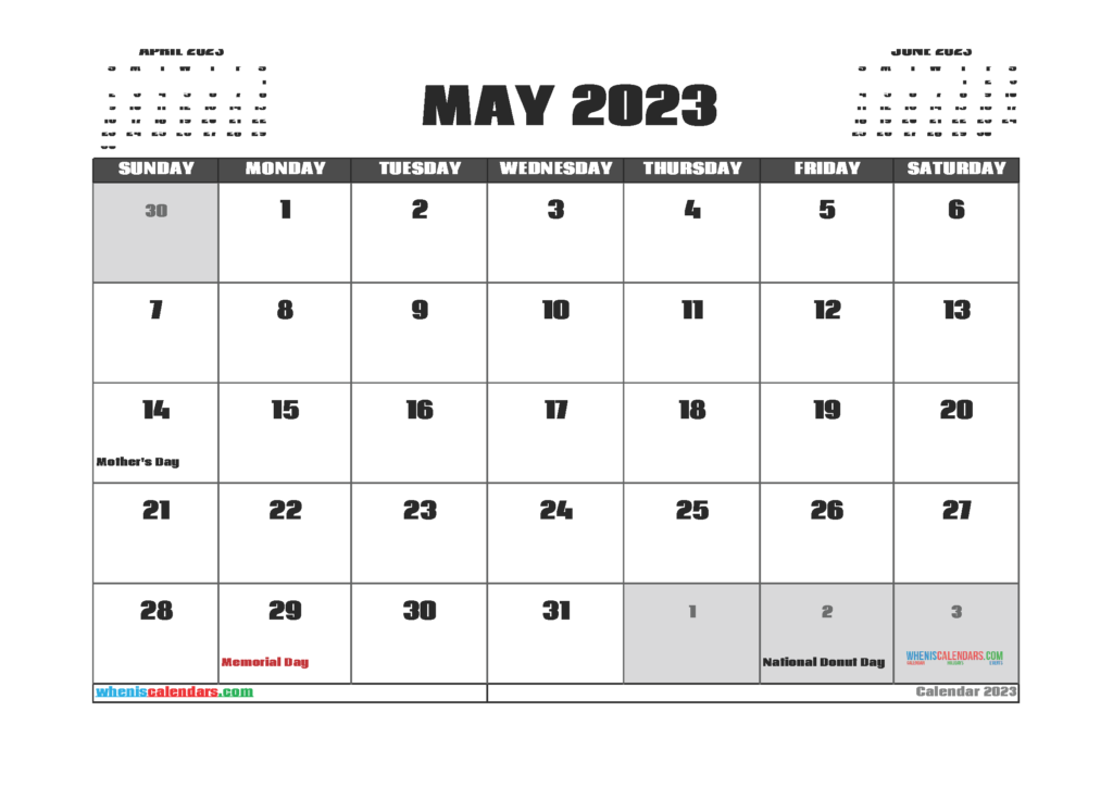Free Editable May 2023 Printable Calendar 3 Month Calendar In 2021 