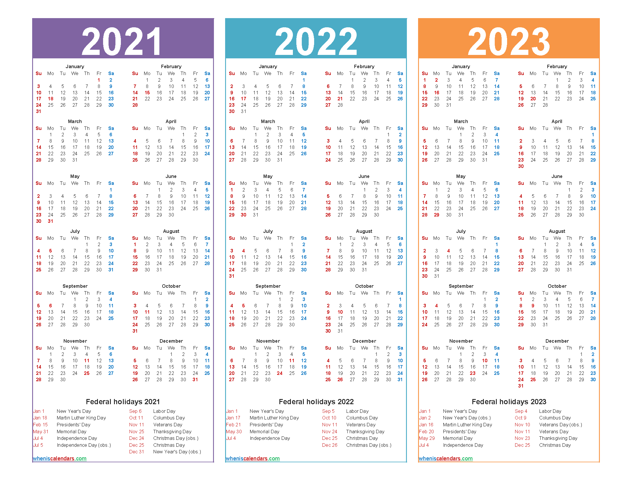 Free Printable 2021 And 2022 And 2023 Calendar Word PDF