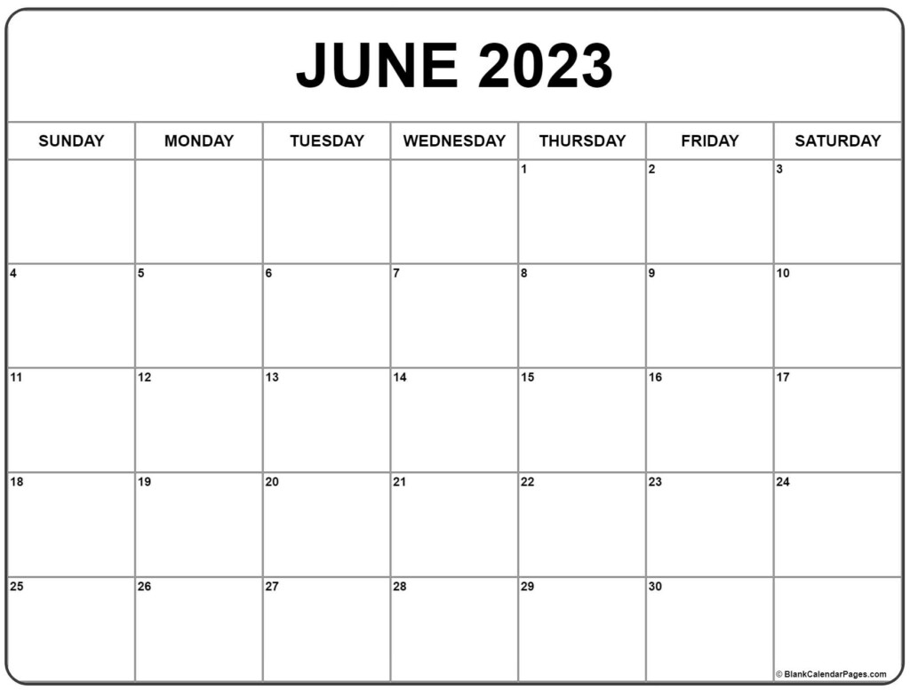 June 2023 Calendar Free Printable Monthly Calendars