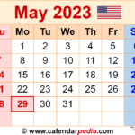 May 2023 Calendar Templates For Word Excel And PDF