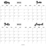 May To August 2022 Calendar Templates SpootViral