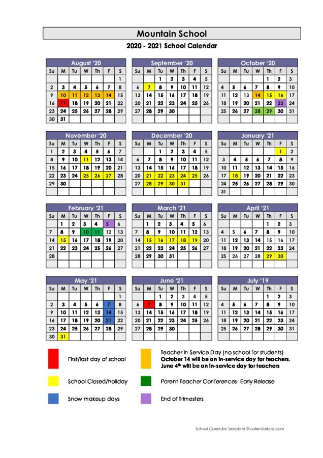 Nau Academic Calendar 2021 April 2021