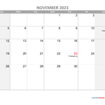 November Calendar 2023 With Holidays Calendar Quickly