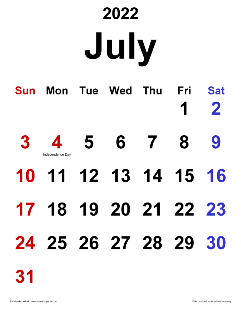 Printable Attnedance Calendar July 2022 June 2023 January Calendar 2022