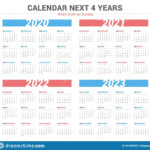 Simple Calendar For 4 Years 2020 2021 2022 2023 Week Start On Sunday