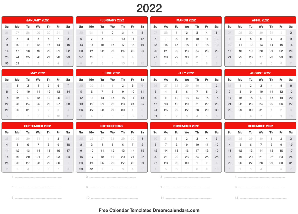 Week Calendar 2022
