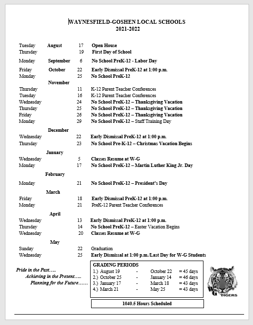 Westminster Public Schools Calendar 2022 Calendar 2022