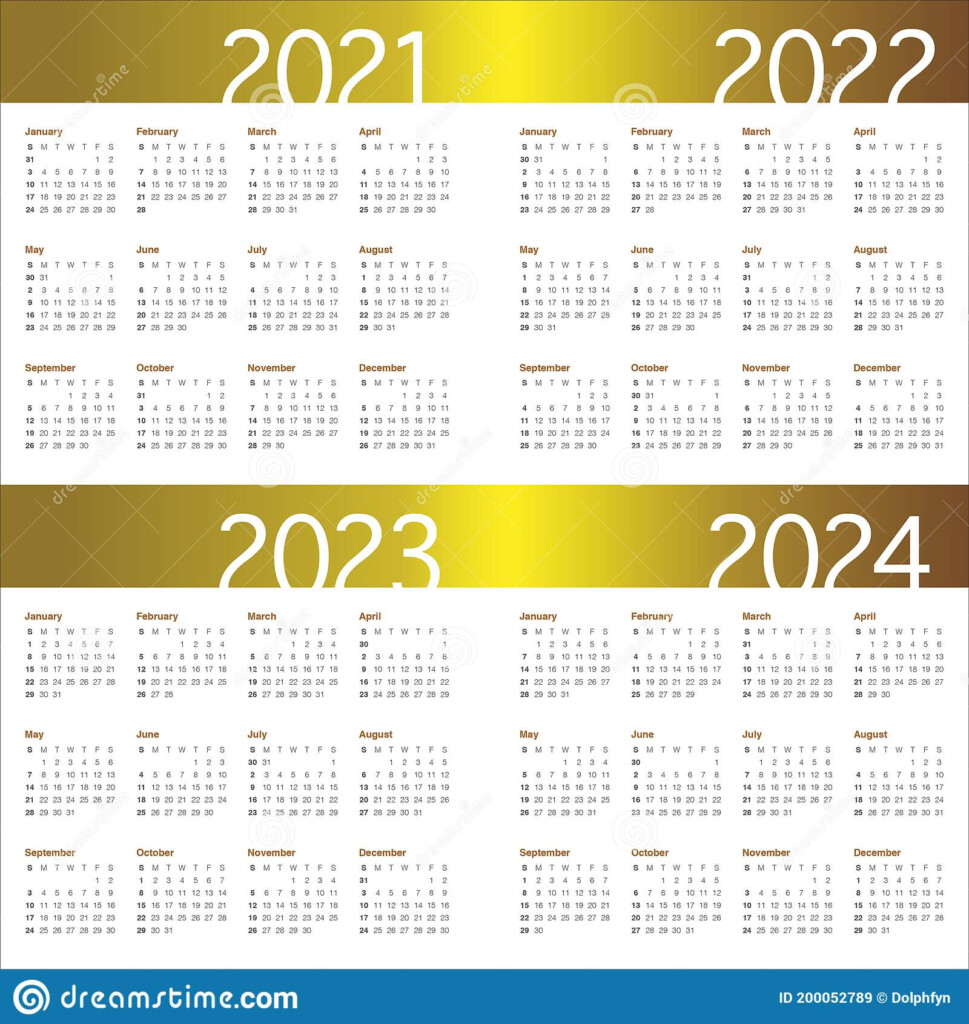 Year 2021 2022 2023 2024 Calendar Vector Design Template Stock Vector 