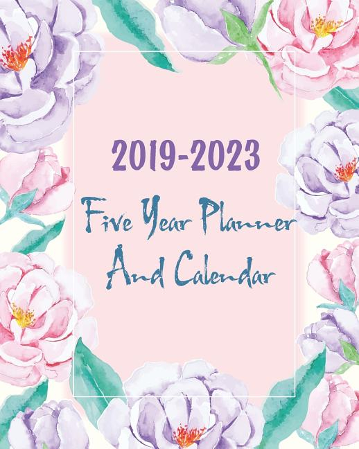 2019 2023 Five Year Planner And Calendar Watercolor Purple Floral 