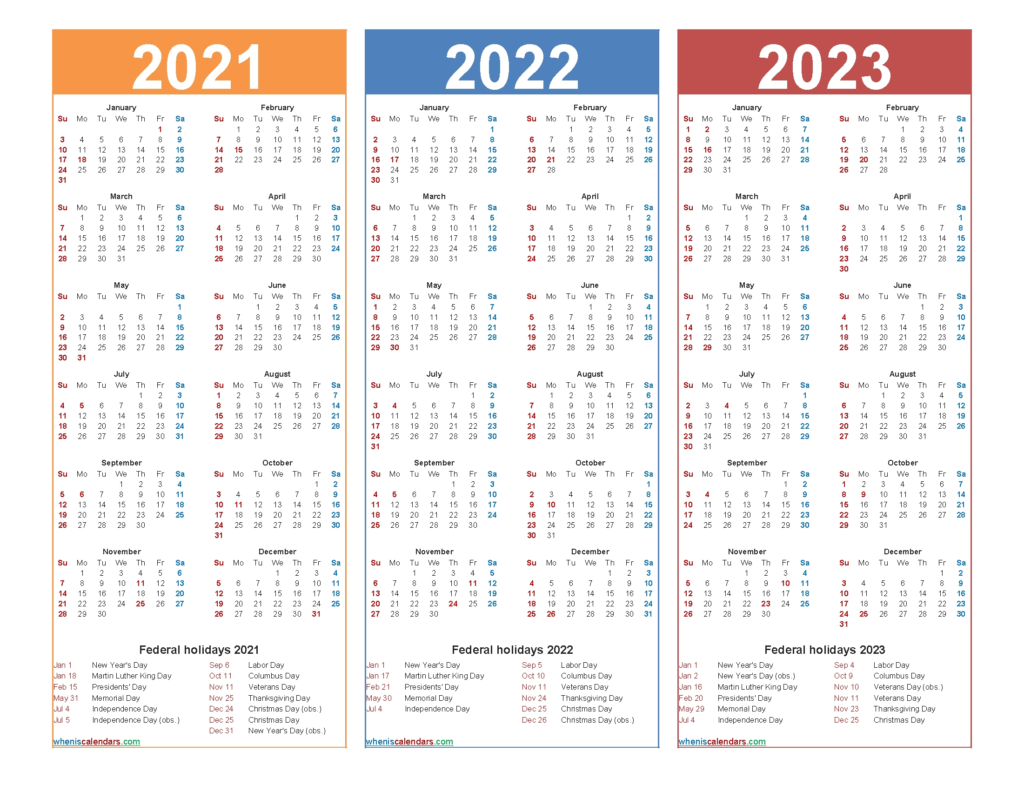 2021 And 2022 And 2023 Calendar Printable Calendar Inspiration Design