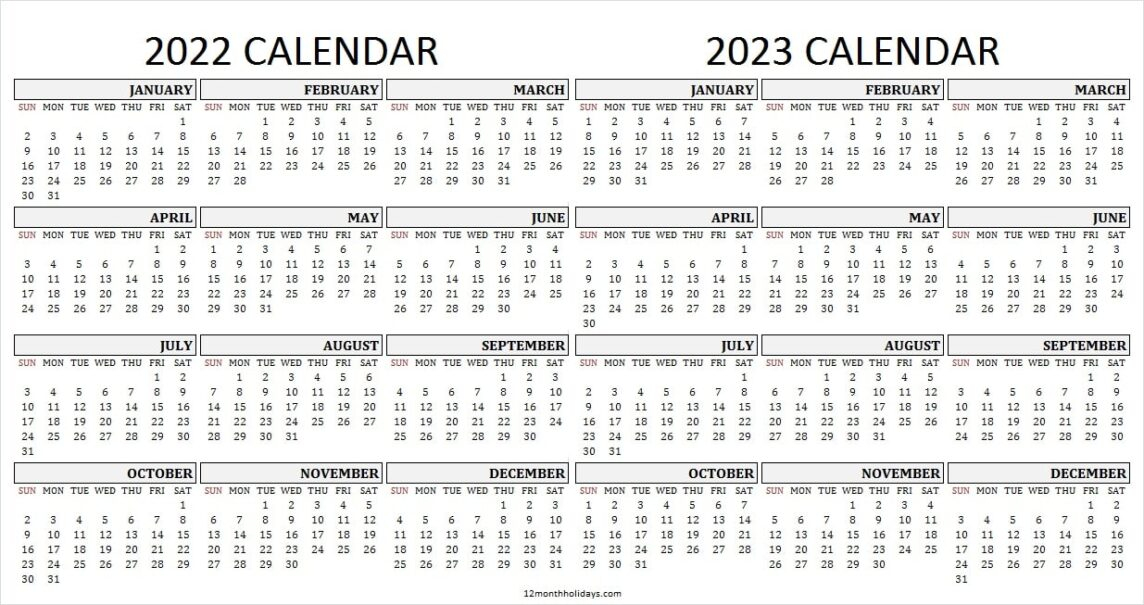 2022 2023 Academic Calendar Template Free Printable 2 Year Calendar