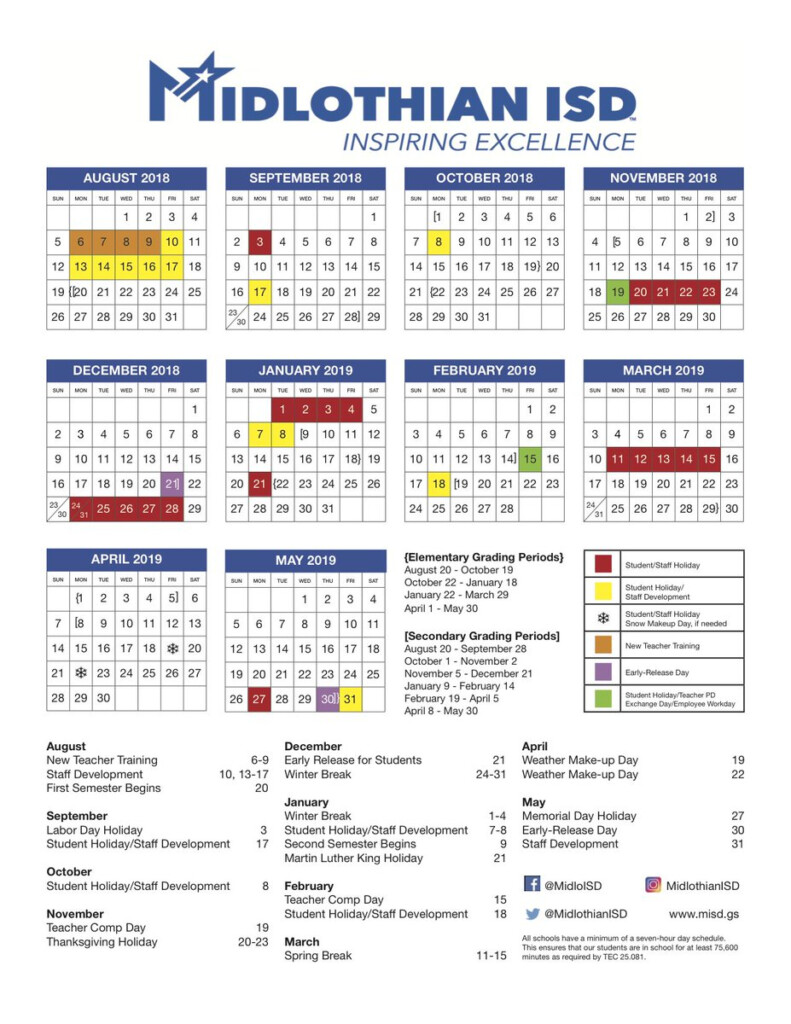 2022 2023 Midlothian Isd Calendar May Calendar 2022