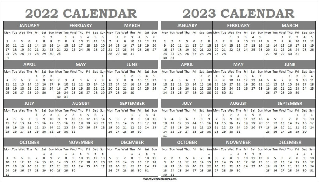 2022 2023 Printable Calendar With Holidays Two Year Calendar