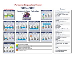 2022 2023 School Year Calendar Parnassus Preparatory School