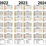 2022 2024 Three Year Calendar Free Printable PDF Templates