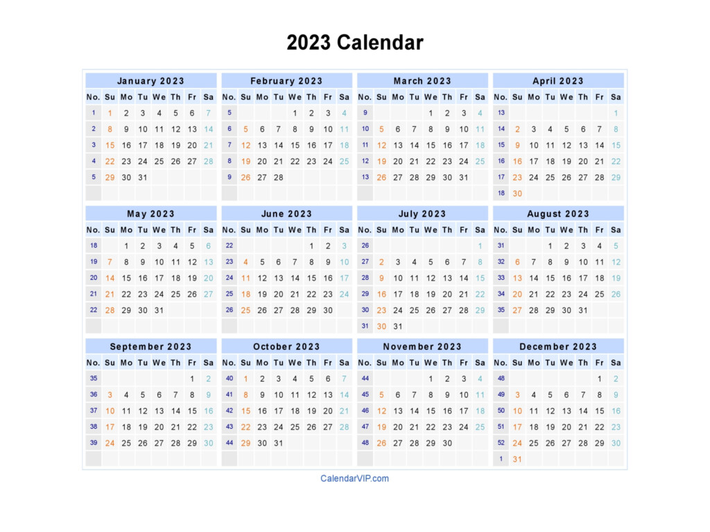 2023 Calendar Blank Printable Calendar Template In PDF Word Excel