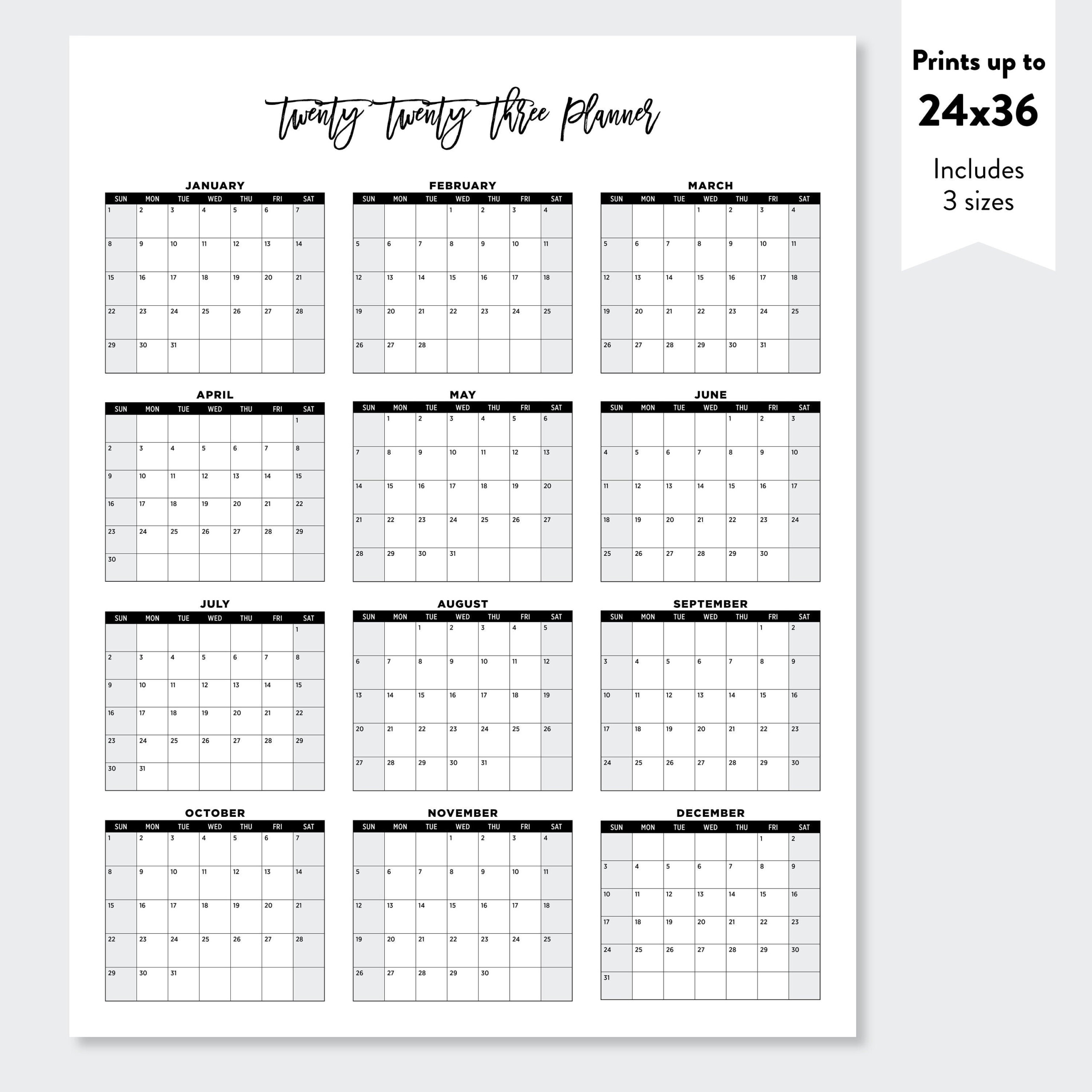 2023 Printable Large Wall Calendar 2023 Minimalist Wall Etsy