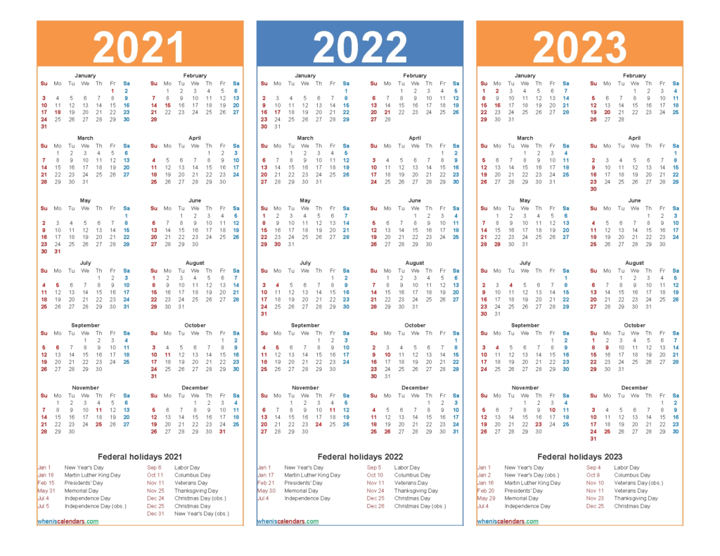 3 Year Calendar 2021 To 2023 Ten Free Printable Calendar 2020 2021