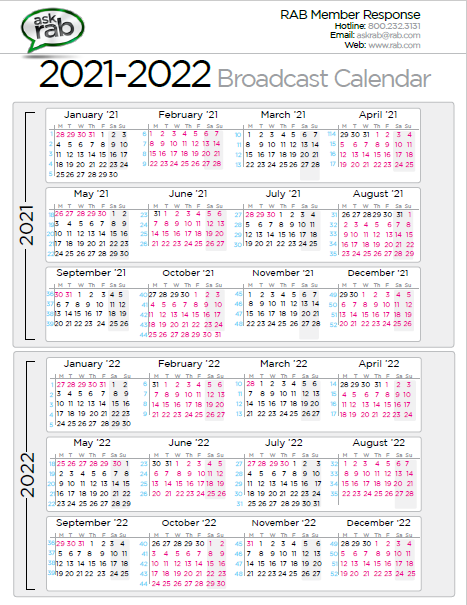 Broadcast Calendars RAB