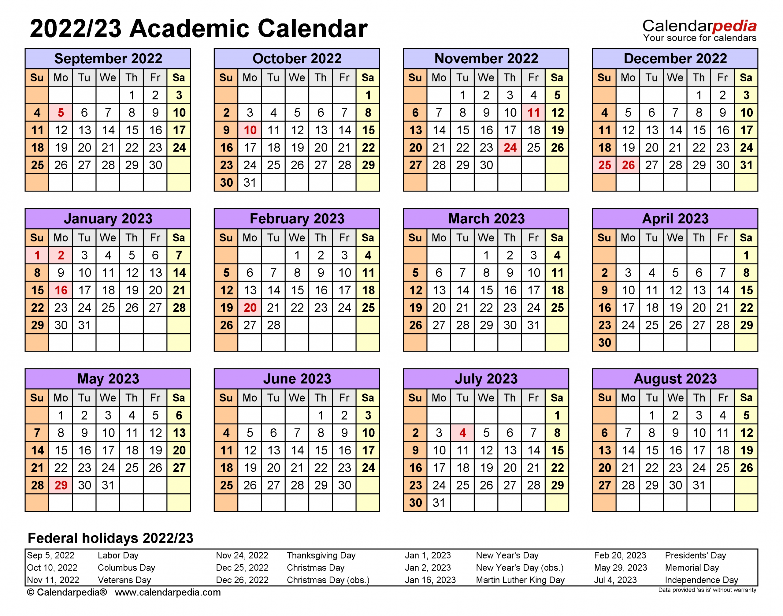 Calendar 2022 To 2023 Month Calendar Printable