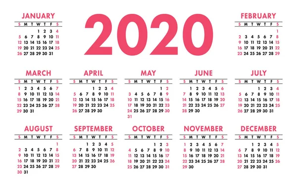 Calendar From 2020 To 2025 Years Template Calendar Mockup Design In