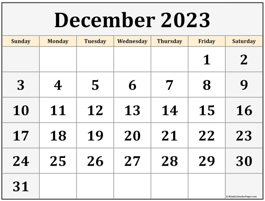 December 2023 Calendar Free Printable Calendar Templates