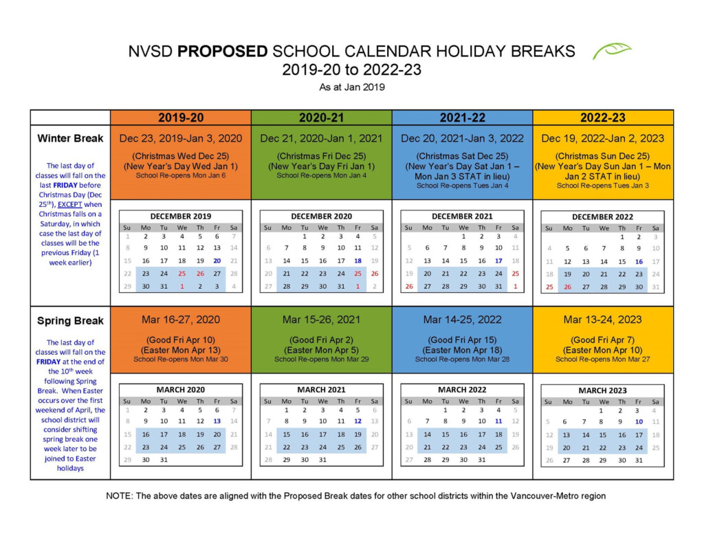 District Calendar North Vancouver School District