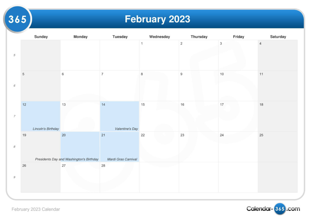 February 2023 Calendar