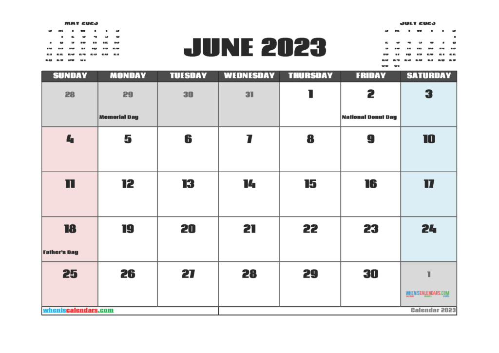 Free Printable June 2023 Calendar 12 Templates