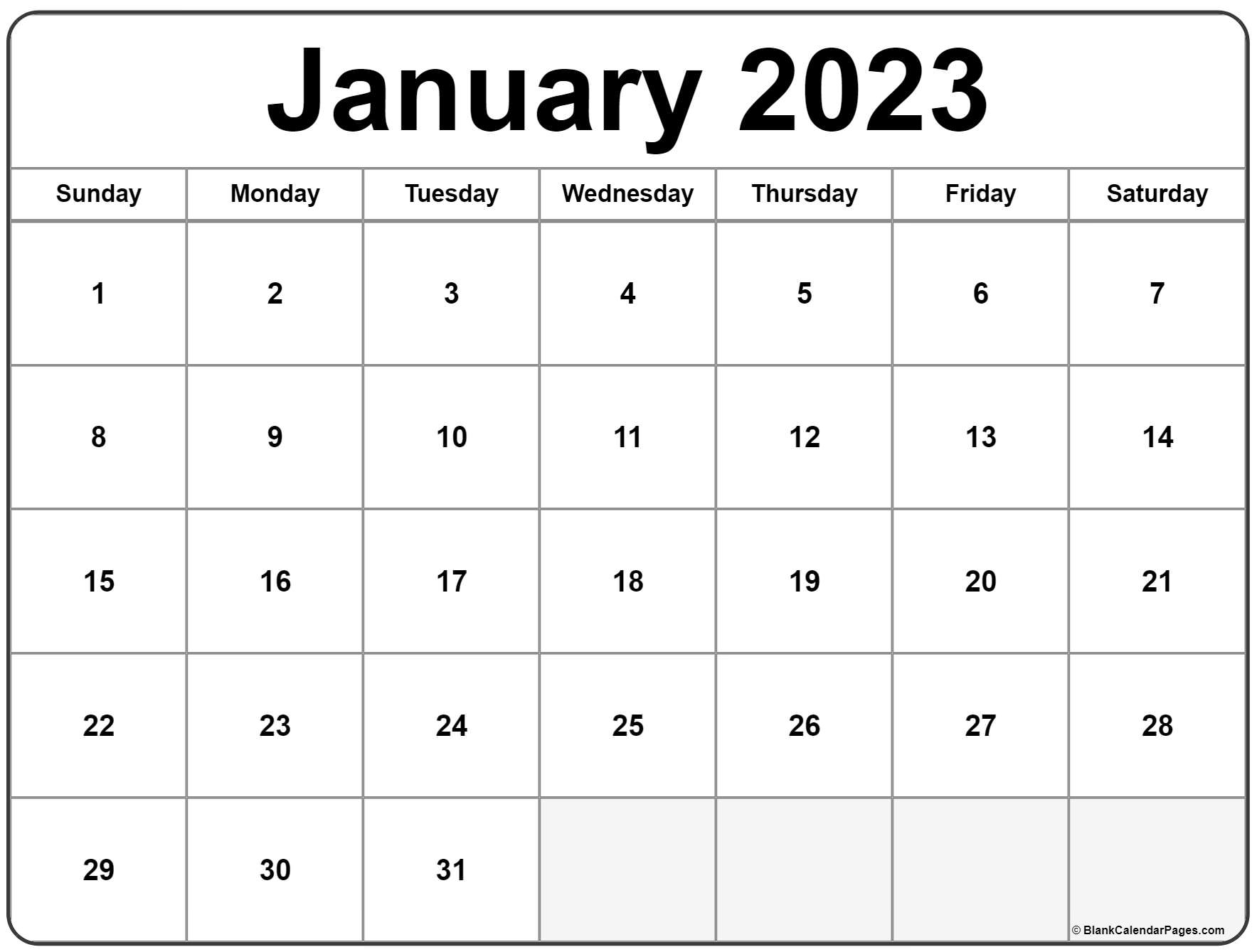 January 2023 Calendar Free Printable Calendar Templates