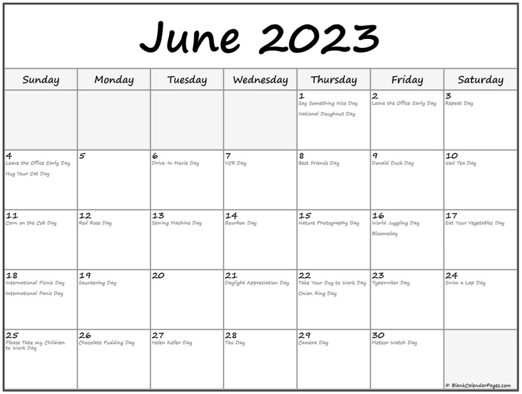 June 2023 Calendar With Holidays