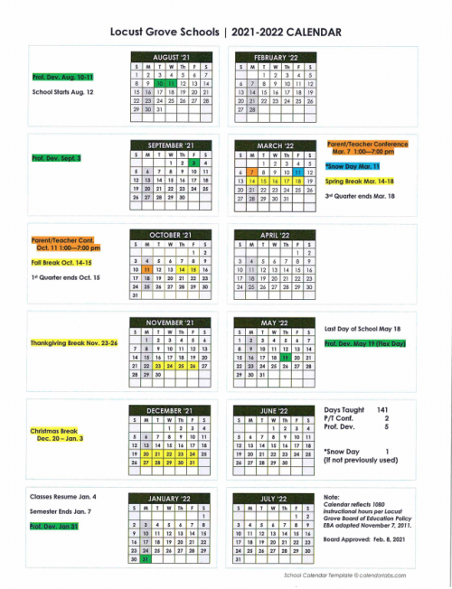 Locust Grove Public Schools Calendar 2021 And 2022 PublicHolidays us