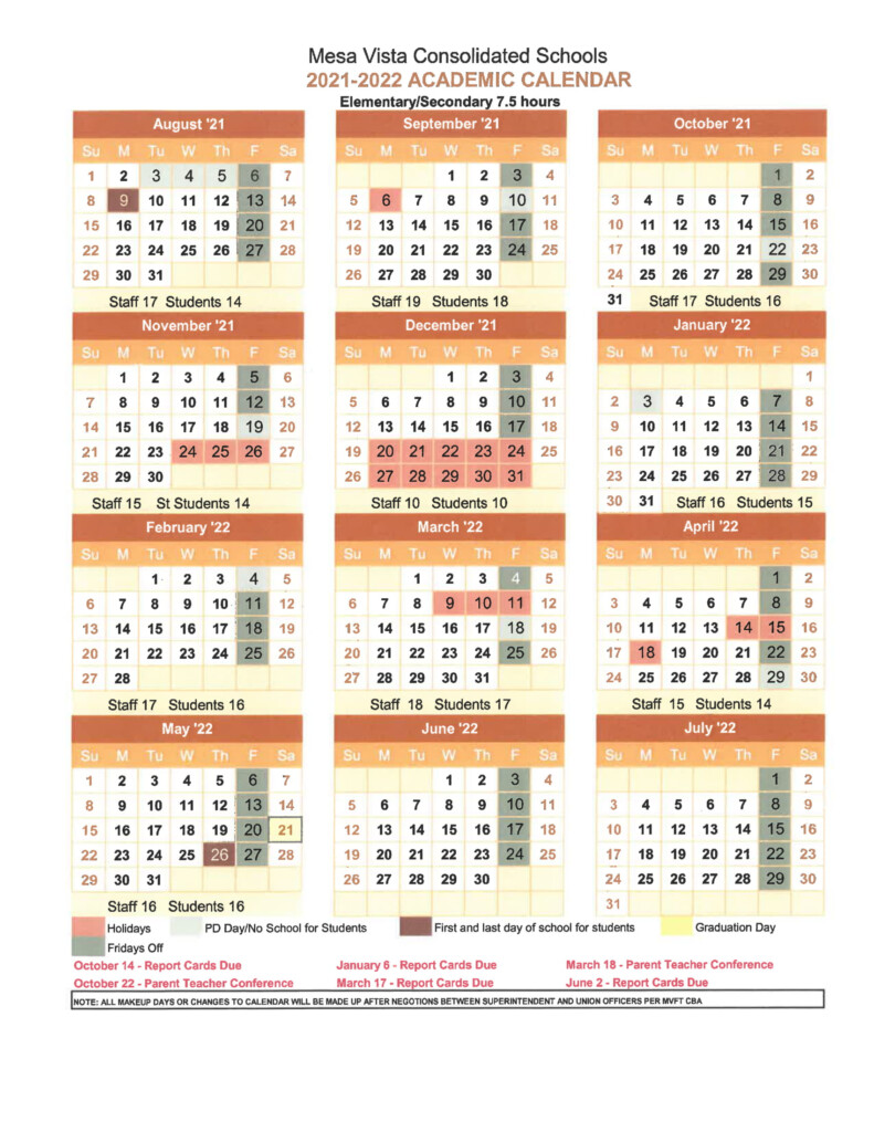 Mesa Vista Consolidated Schools Calendar 2021 And 2022 PublicHolidays us