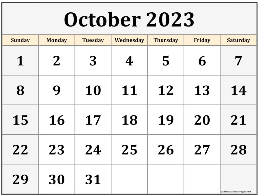 October 2023 Calendar Free Printable Calendar Templates