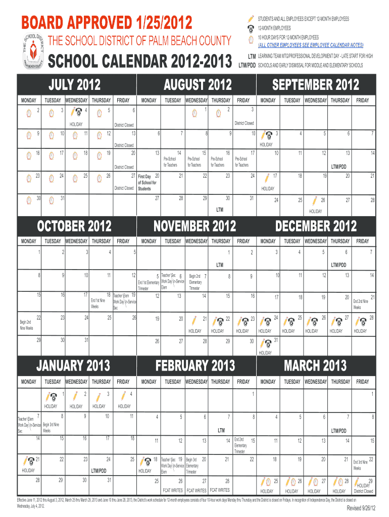 Palm Beach Schools Calendar Fill Out And Sign Printable PDF Template 