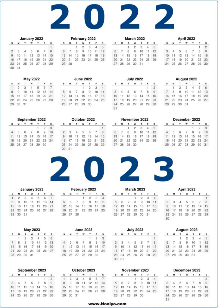 2 Year 2022 And 2023 Calendar Printable Noolyo Calendars Printable