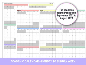 2022 2023 Academic Calendar Fully Editable Printable Google Sheets 